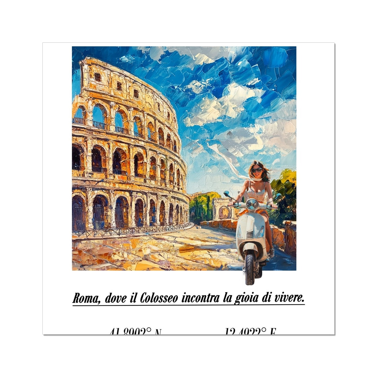Roma, paloma il Colosseo incontra la gioia di vivere Hahnemühle Grabado alemán Grabado