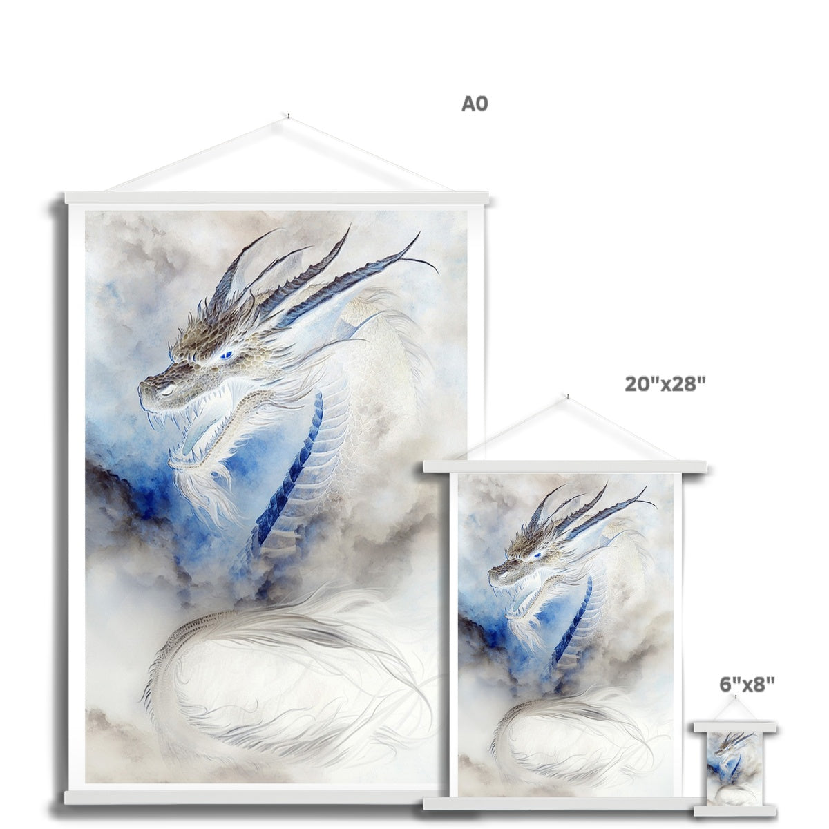 Blue Dragon Fine Art Print with Hanger