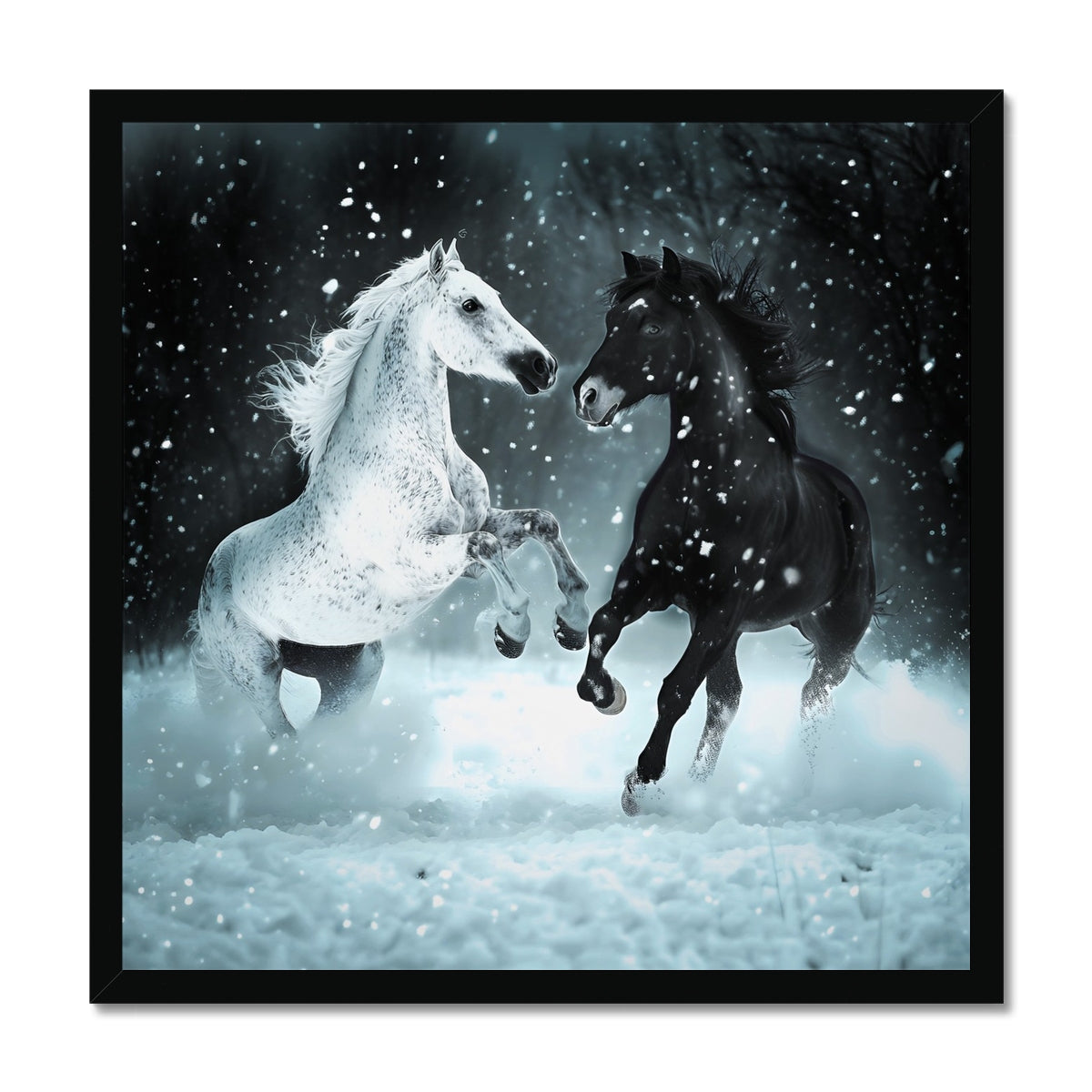 Élégance Givrée dans la Tempête de Neige Framed Print