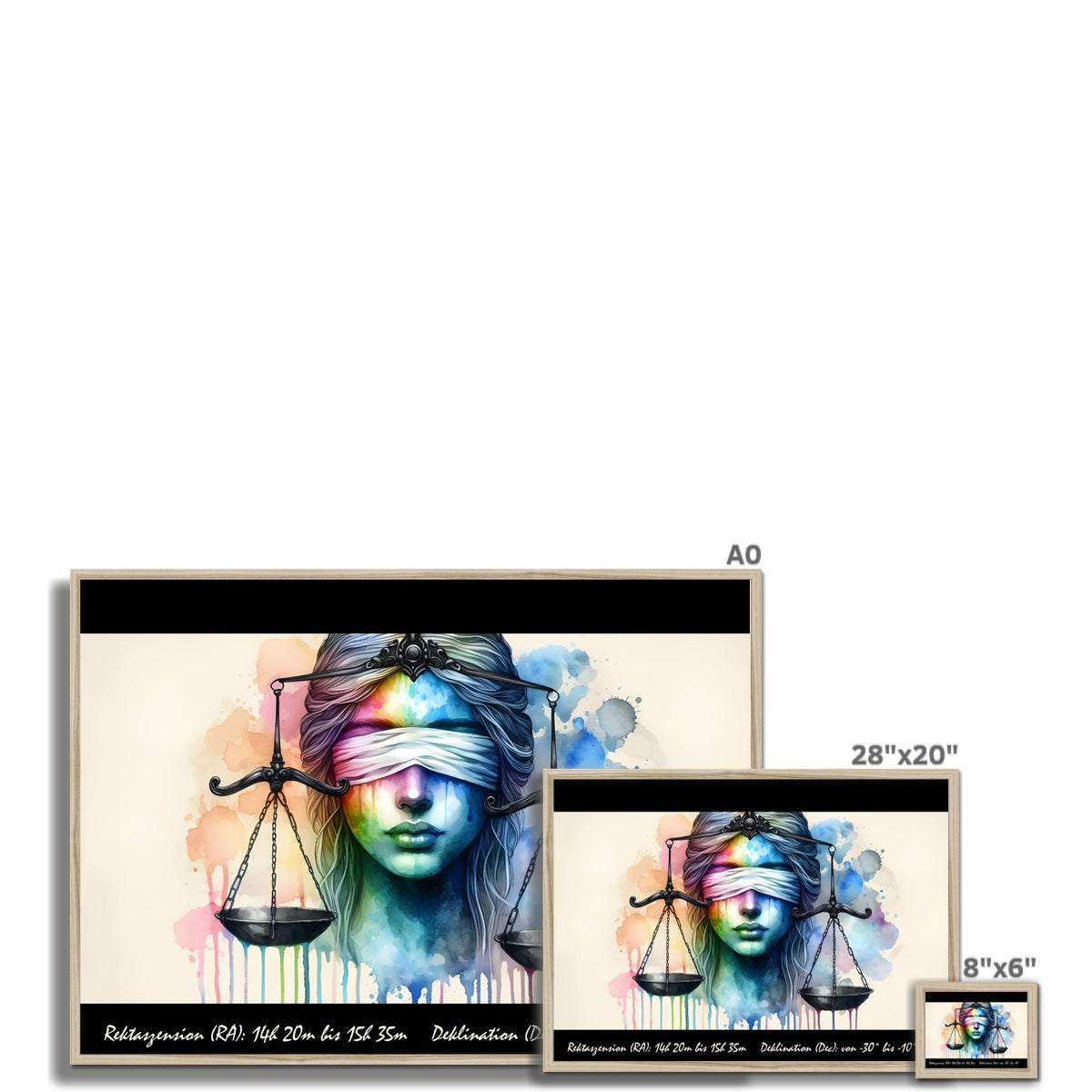 Waage – Wiegen der Sterne gerahmter Druck