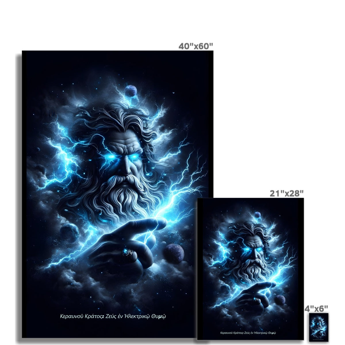 Keraunou Kratos Zeus en Elektriko Thymo Wall Art Poster