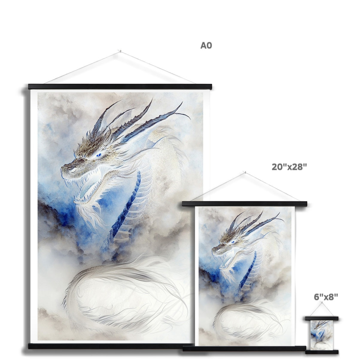 Blue Dragon Fine Art Print with Hanger