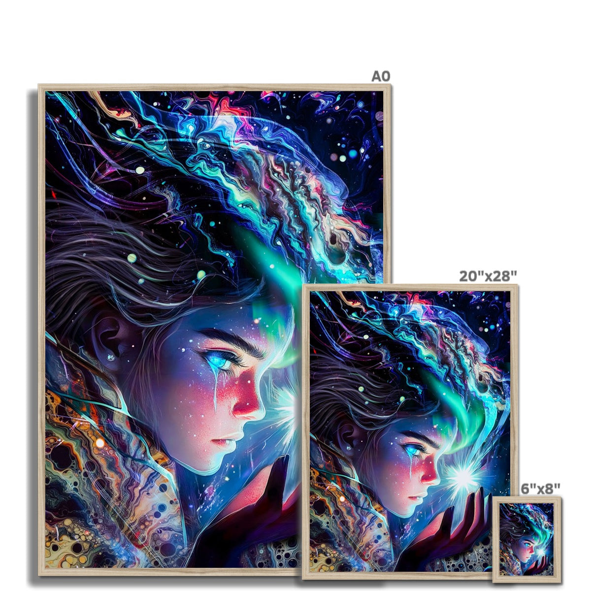 La gardienne des lumières cosmiques Framed Print