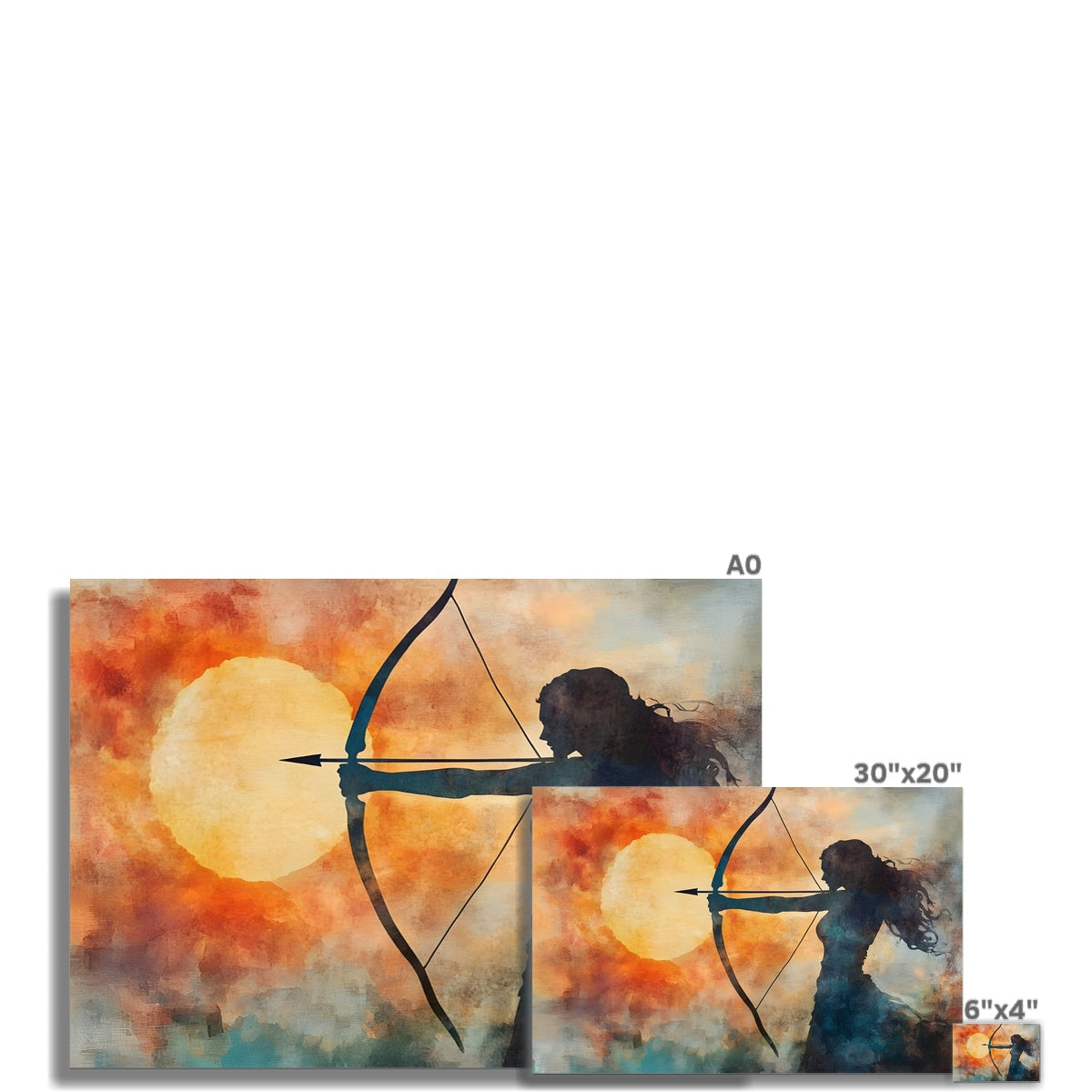 Cacciatrice del Tramonto Gerollte Leinwand