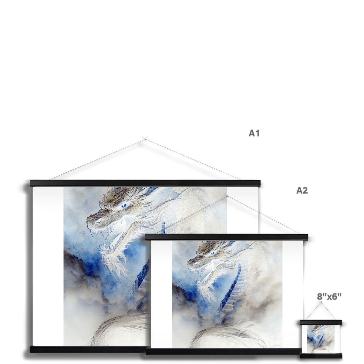 Blue Dragon Fine Art Print with Hanger