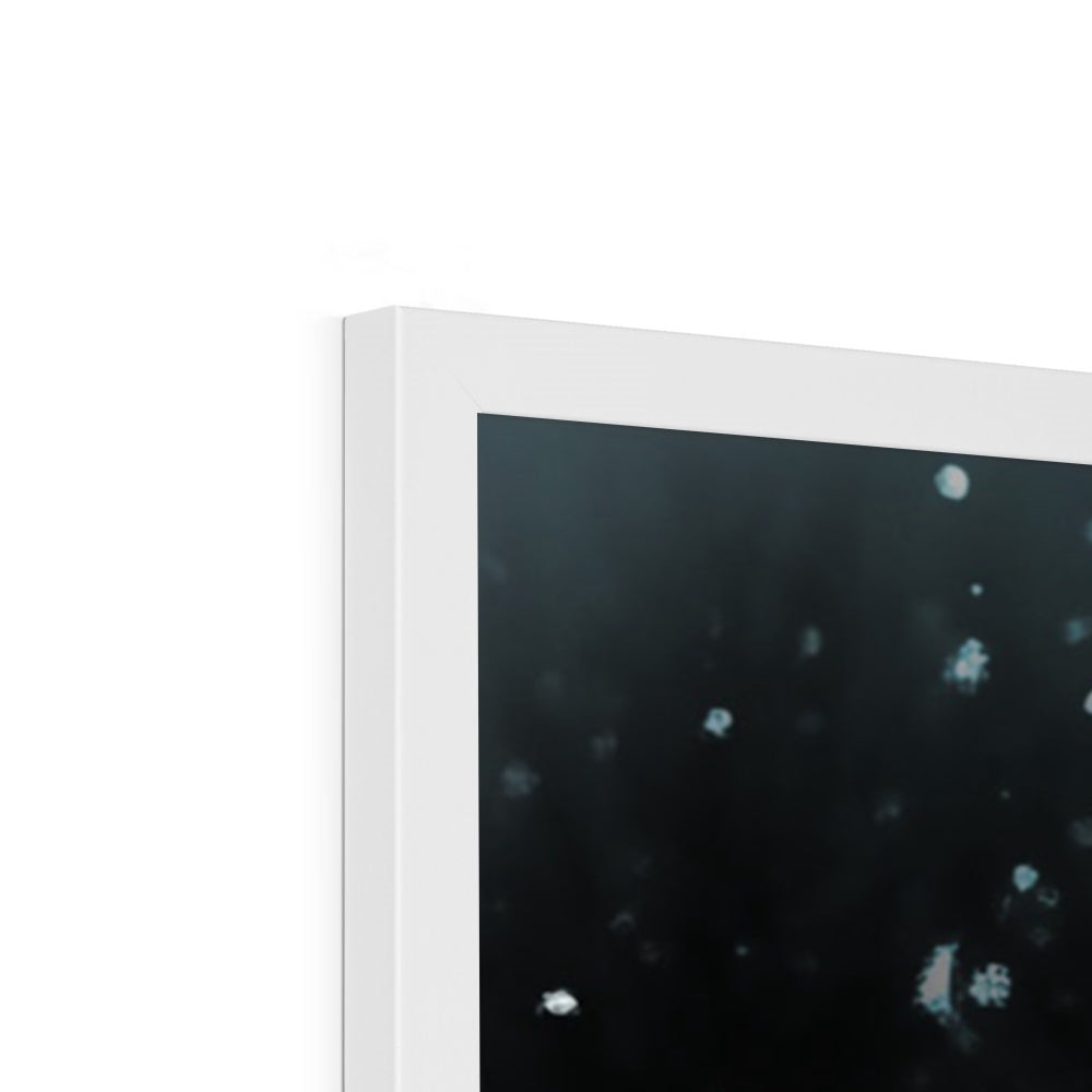 Élégance Givrée dans la Tempête de Neige Framed Print