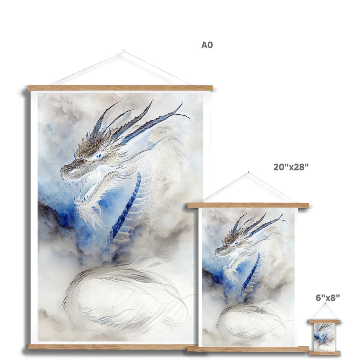 Blue Dragon Fine Art Print with Hanger