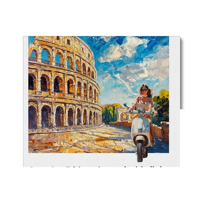 Roma, paloma il Colosseo incontra la gioia di vivere lienzo
