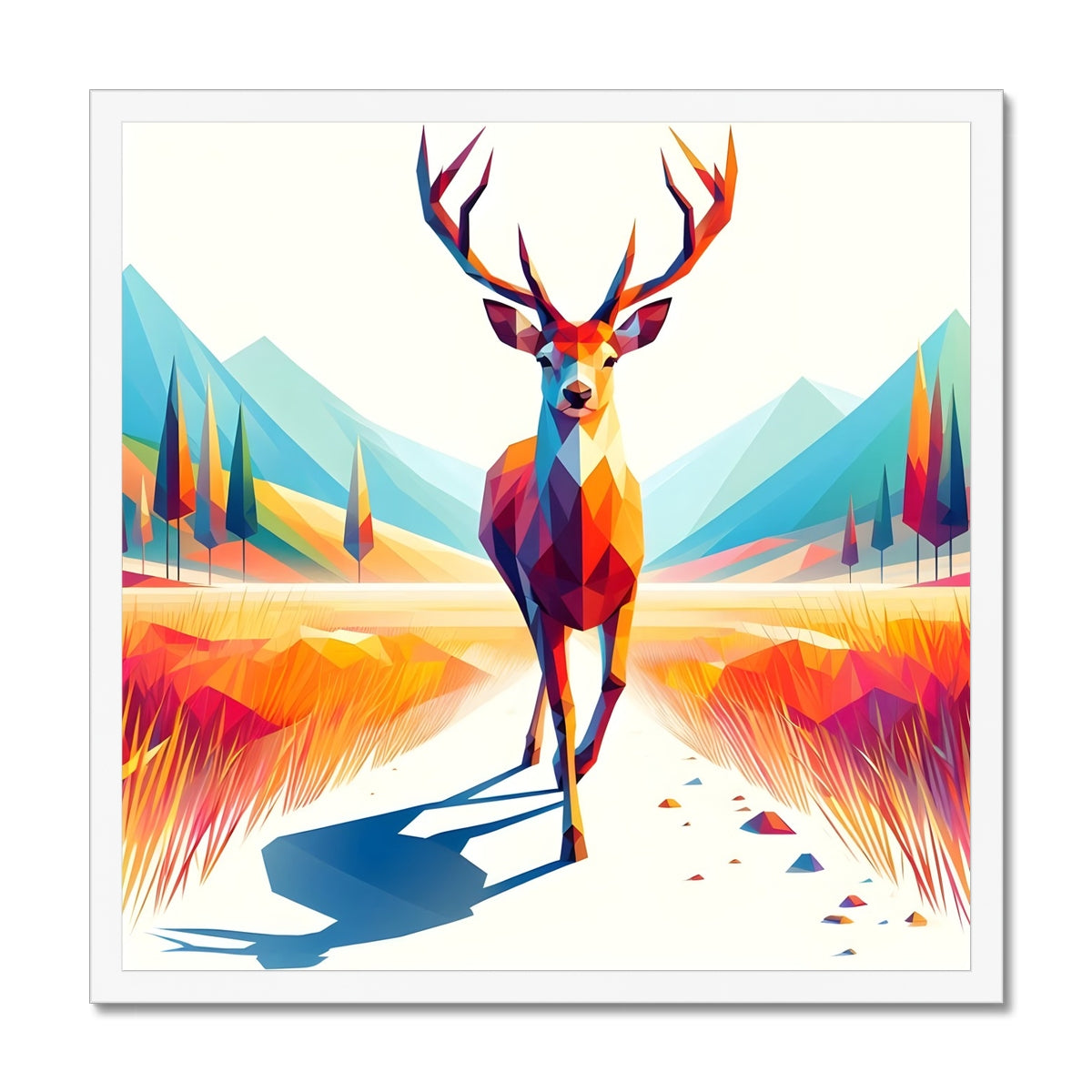 Geometric Majesty The Stag Framed Print
