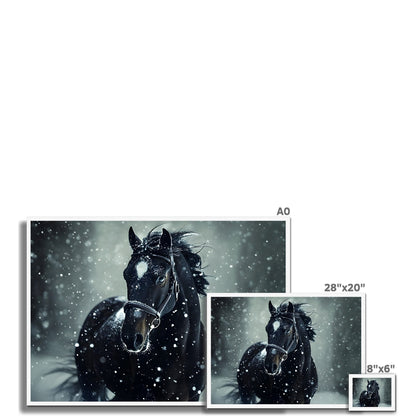 Silence d’Hiver : Cheval sous la Neige Framed Print