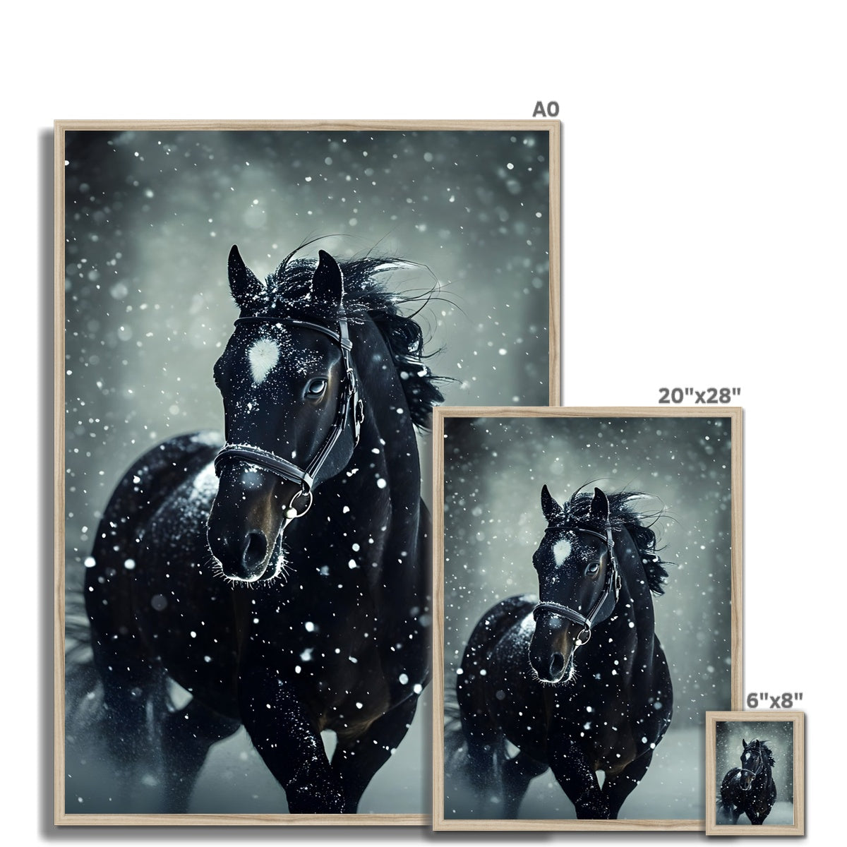 Silence d’Hiver : Cheval sous la Neige Framed Print
