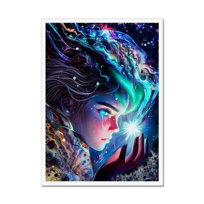 La gardienne des lumières cosmiques Framed Print