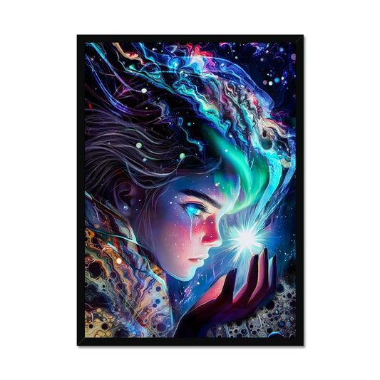 La gardienne des lumières cosmiques Framed Print