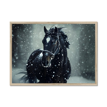 Silence d’Hiver : Cheval sous la Neige Framed Print