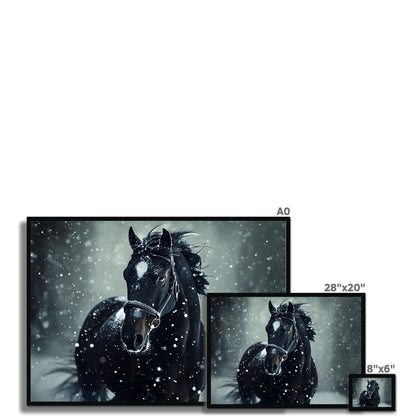 Silence d’Hiver : Cheval sous la Neige Framed Print