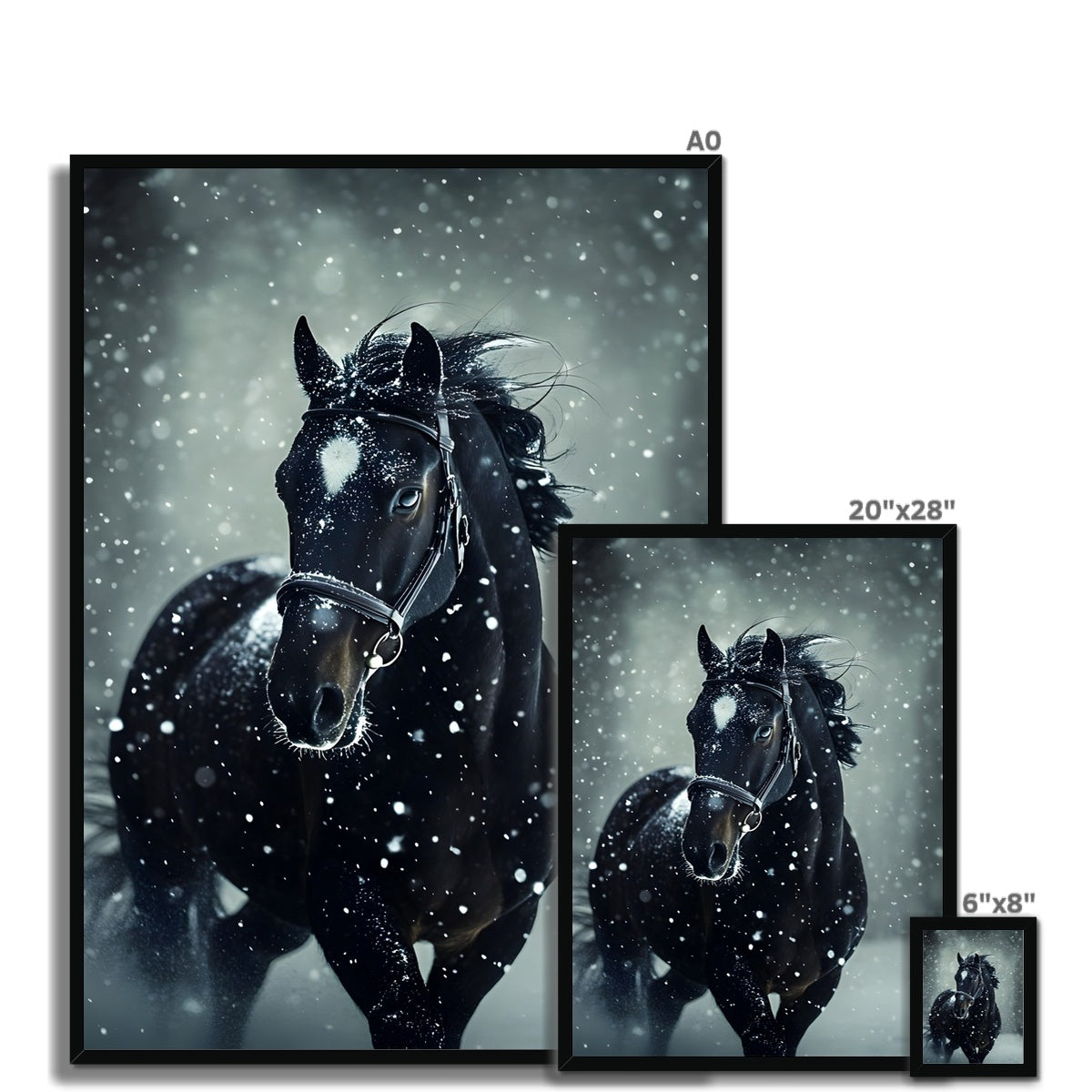 Silence d’Hiver : Cheval sous la Neige Framed Print