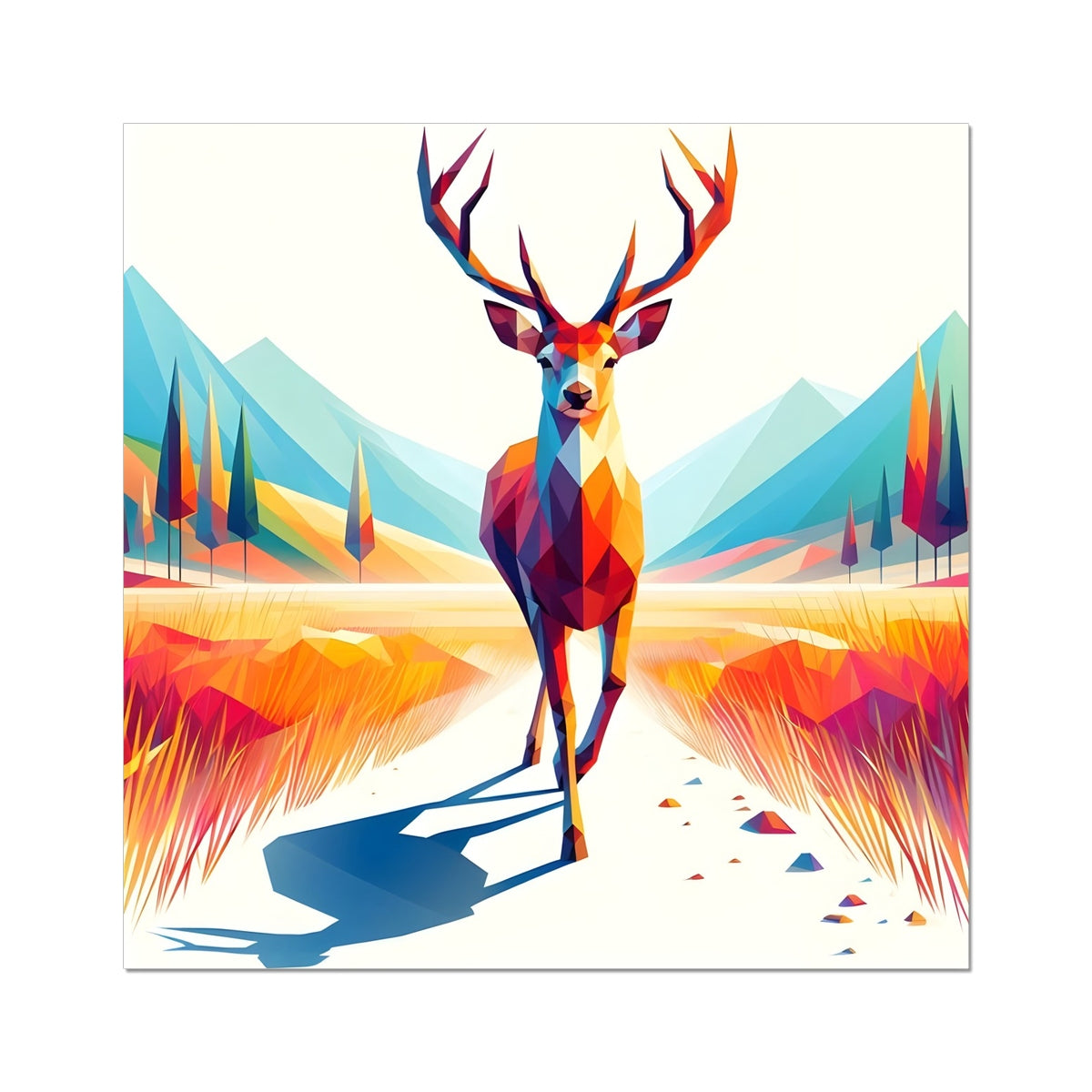 Geometric Majesty The Stag Wall Art Poster