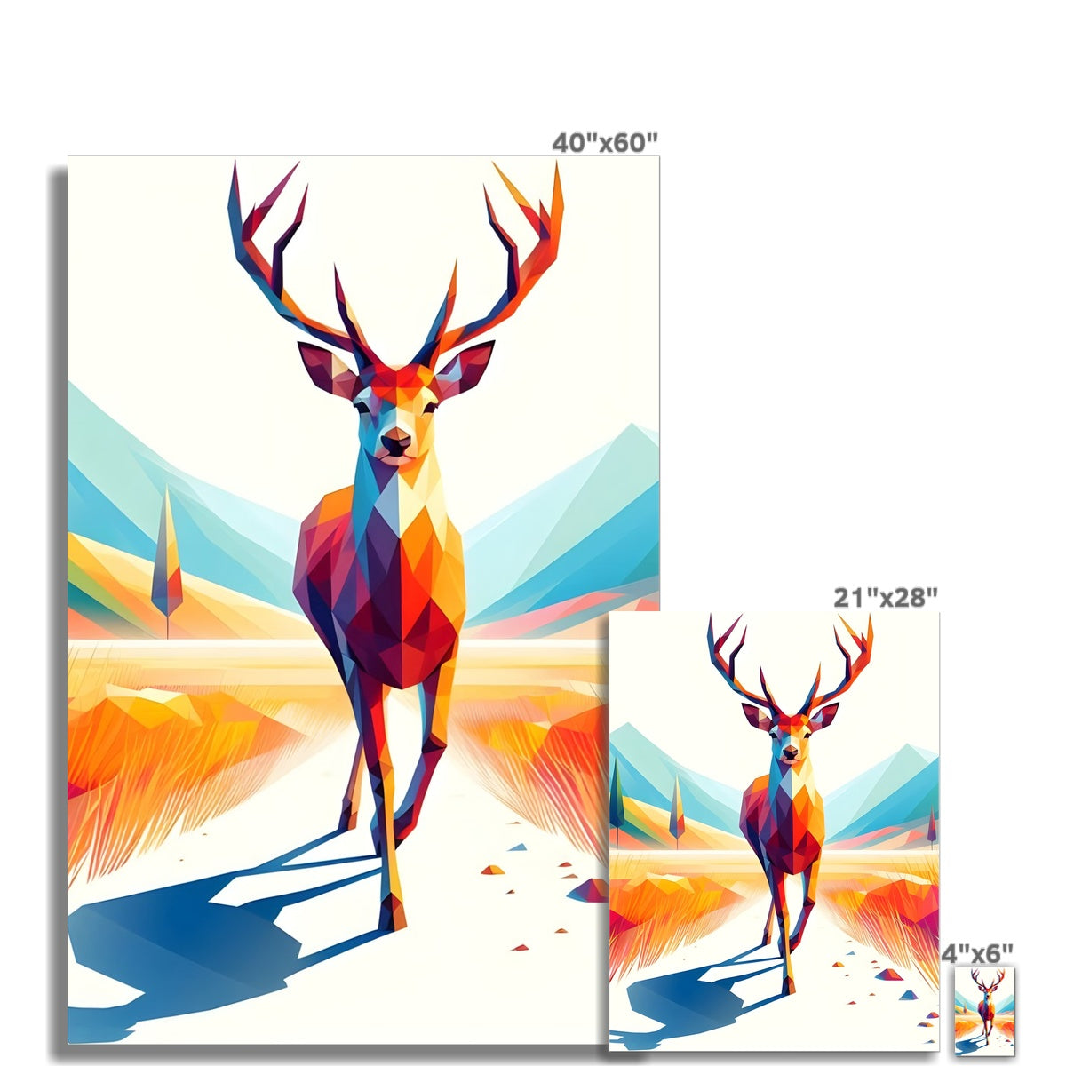 Geometric Majesty The Stag Wall Art Poster