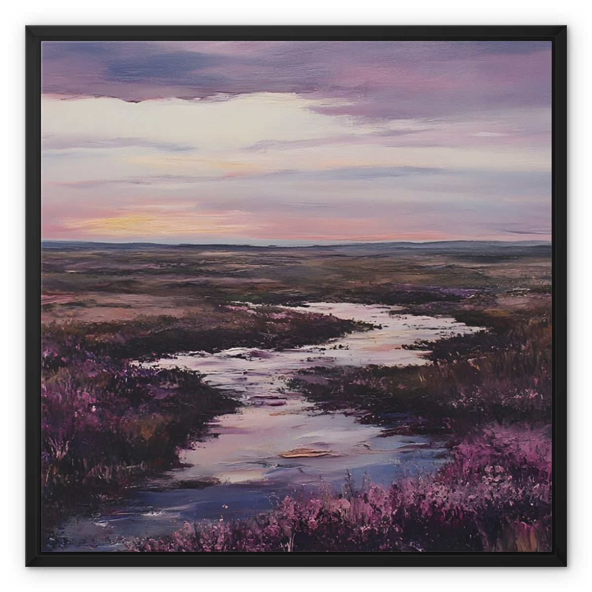 Das Geheimnis des Moors im Spätsommerlicht Framed Canvas