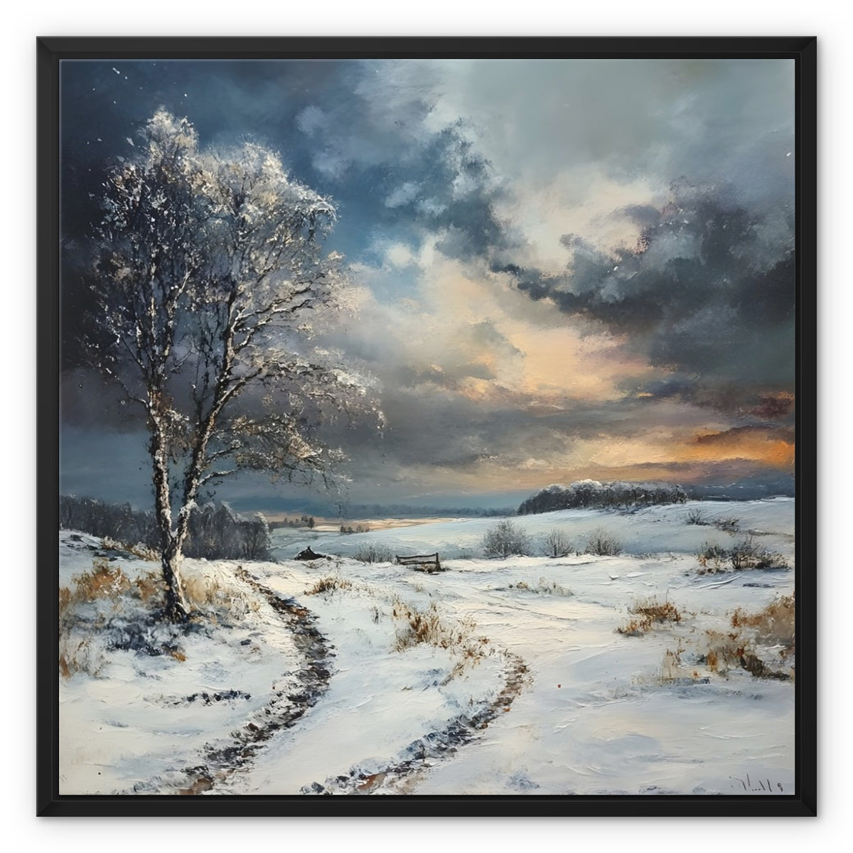 Kälte und Klarheit Winter im geheimnisvollen Moor gerahmte Leinwand