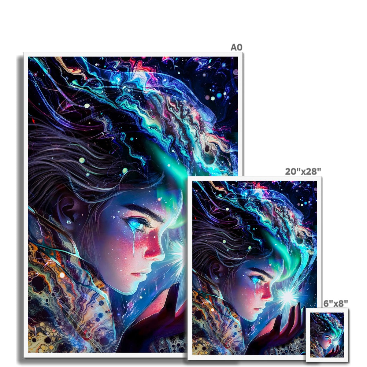 La gardienne des lumières cosmiques Framed Print