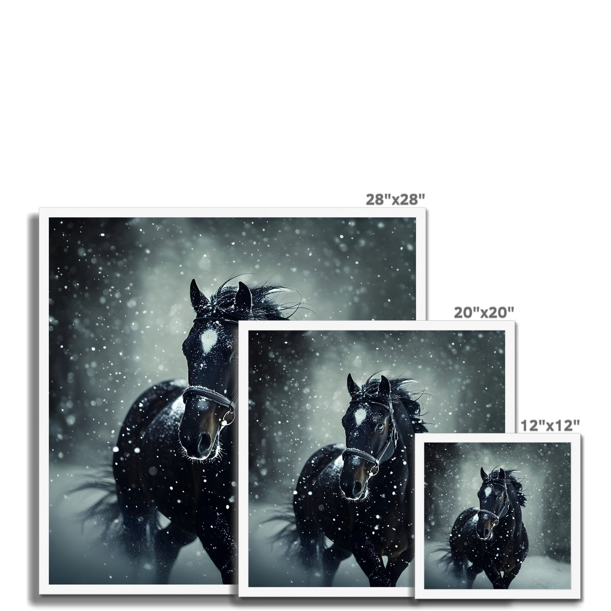 Silence d’Hiver : Cheval sous la Neige Framed Print