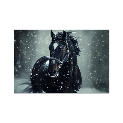 Silence d'Hiver : Cheval sous la Neige Hahnemühle Photo Rag Print