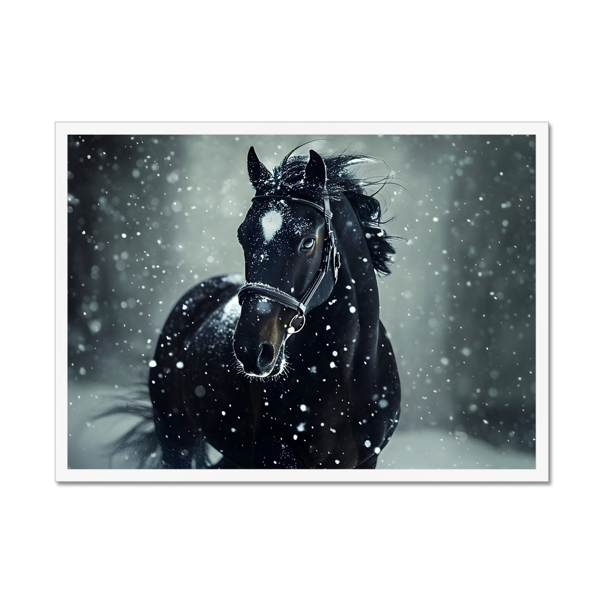 Silence d’Hiver : Cheval sous la Neige Framed Print