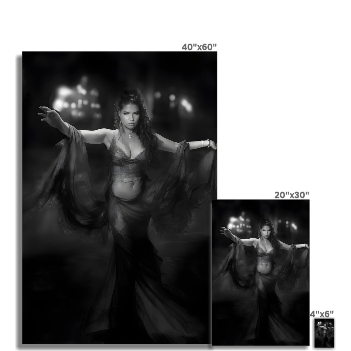 Impresión fotográfica "Night Blossom: La sombra de la bailarina del vientre"