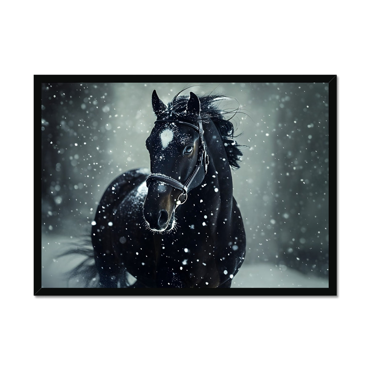 Silence d’Hiver : Cheval sous la Neige Framed Print