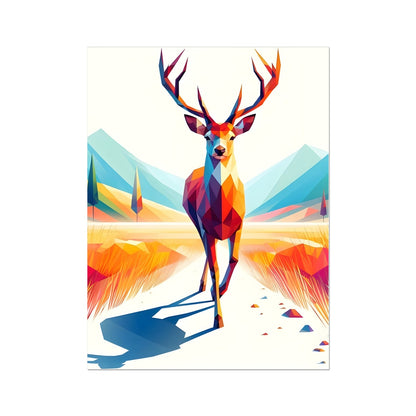 Geometric Majesty The Stag Wall Art Poster