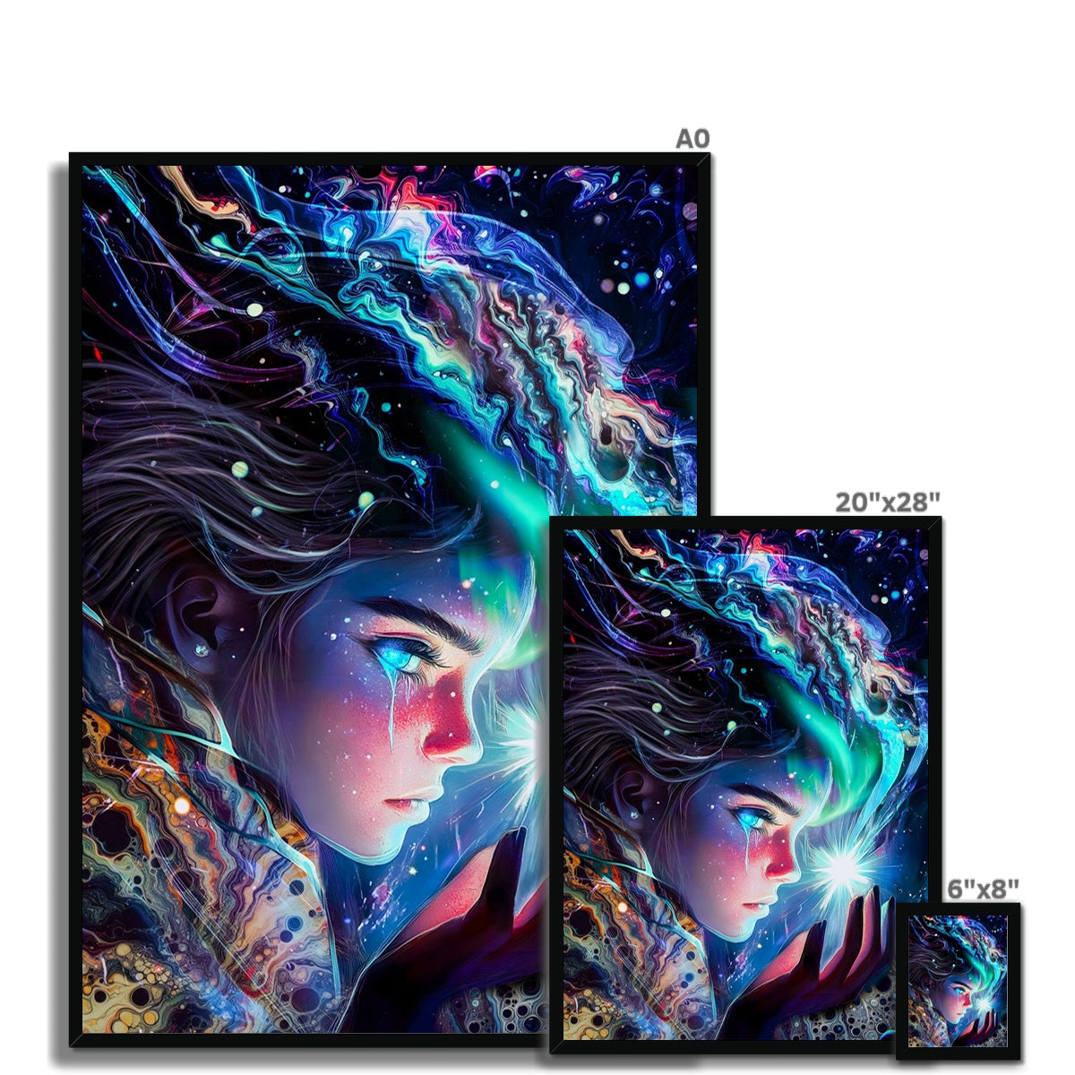 La gardienne des lumières cosmiques Framed Print