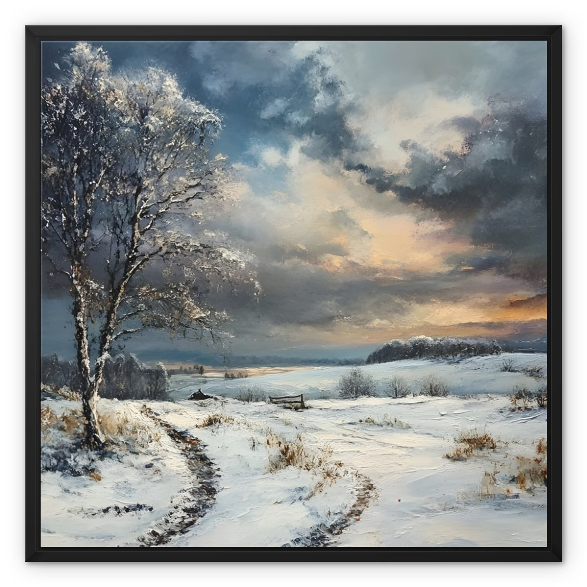 Kälte und Klarheit Winter im geheimnisvollen Moor gerahmte Leinwand