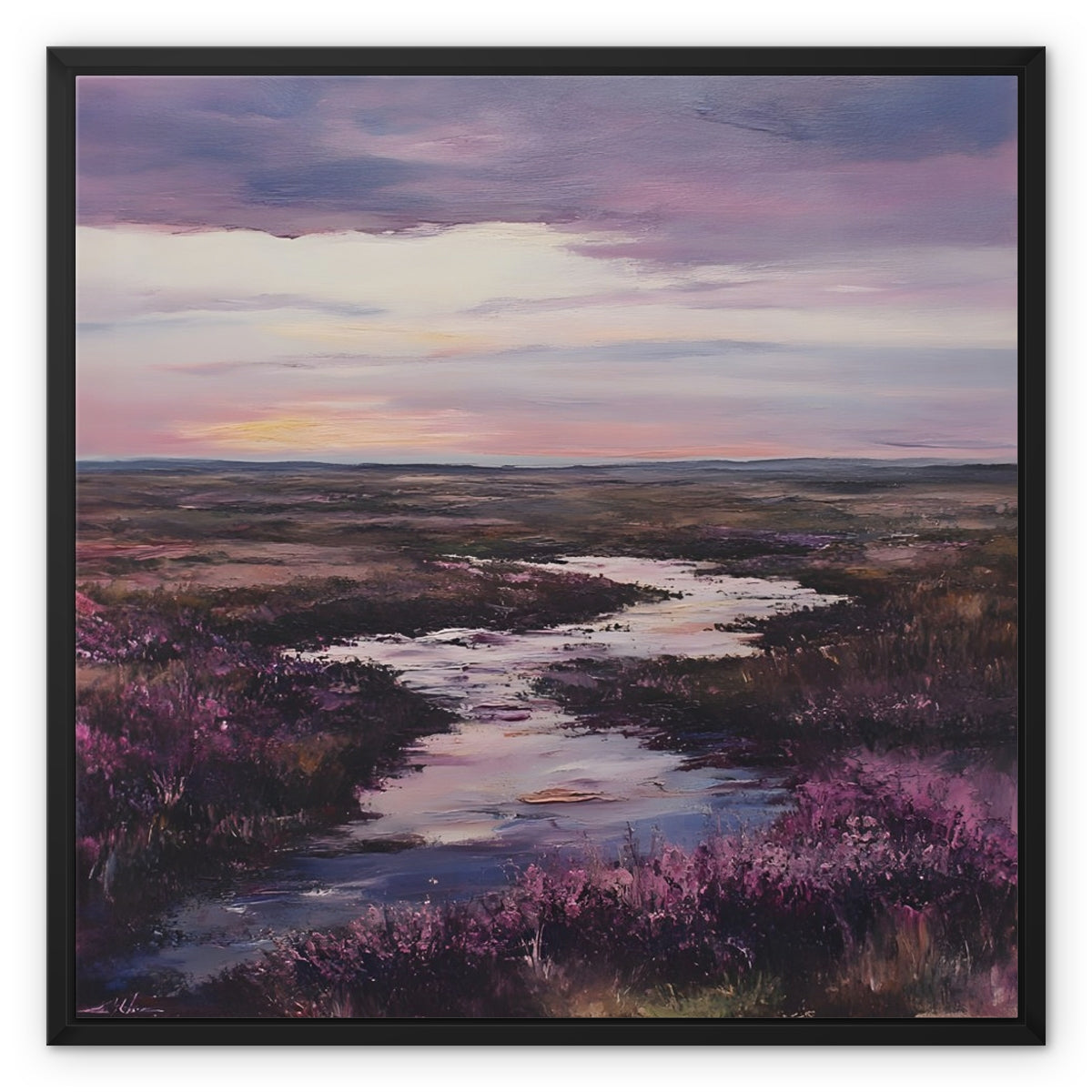 Das Geheimnis des Moors im Spätsommerlicht Framed Canvas