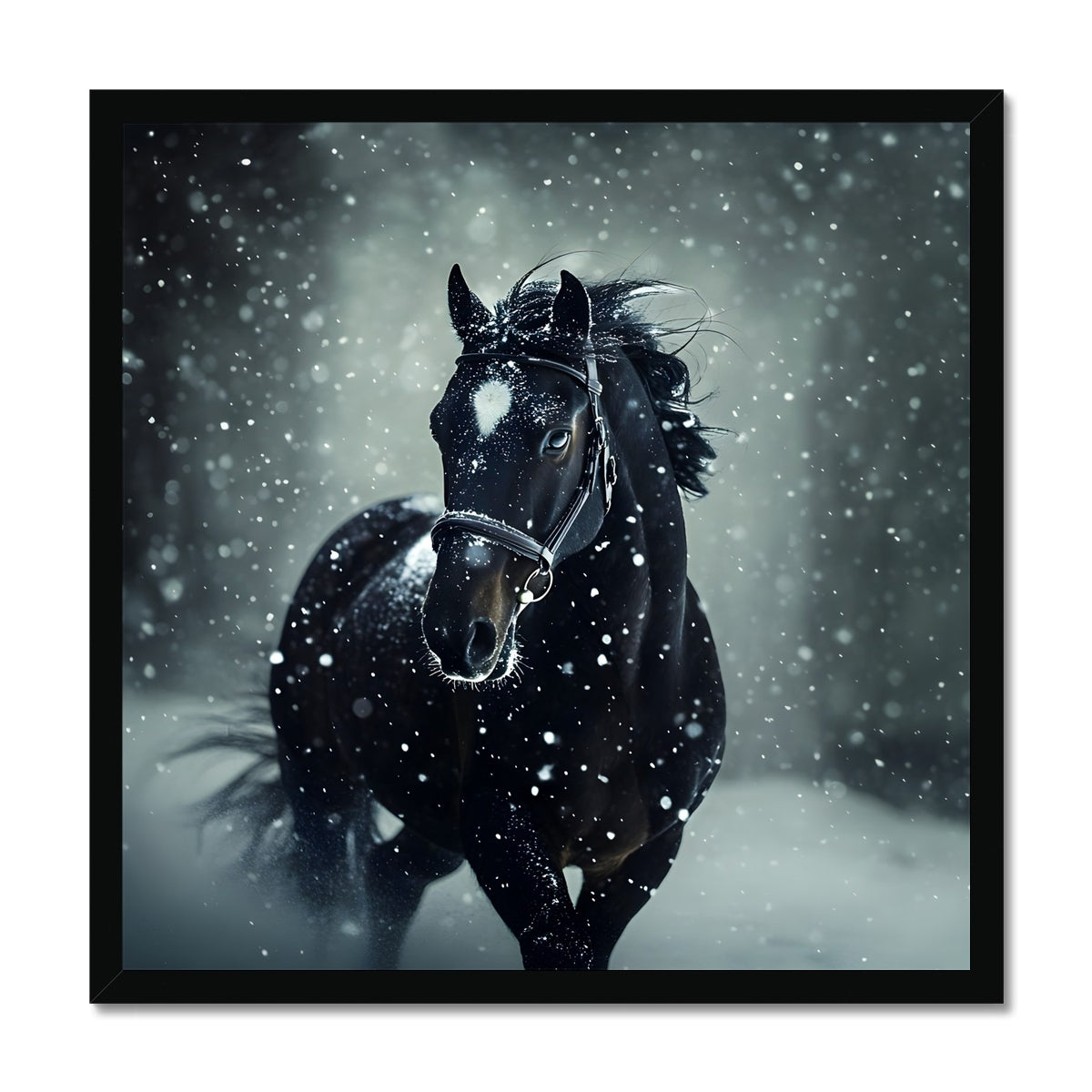 Silence d’Hiver : Cheval sous la Neige Framed Print