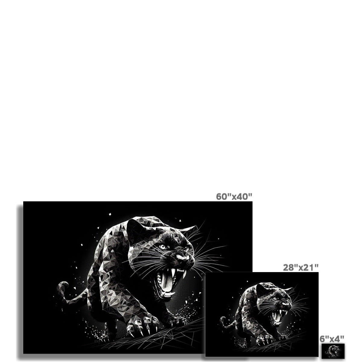 Simetría Salvaje El Rugido del Pantera en Geometría Wall Art Poster